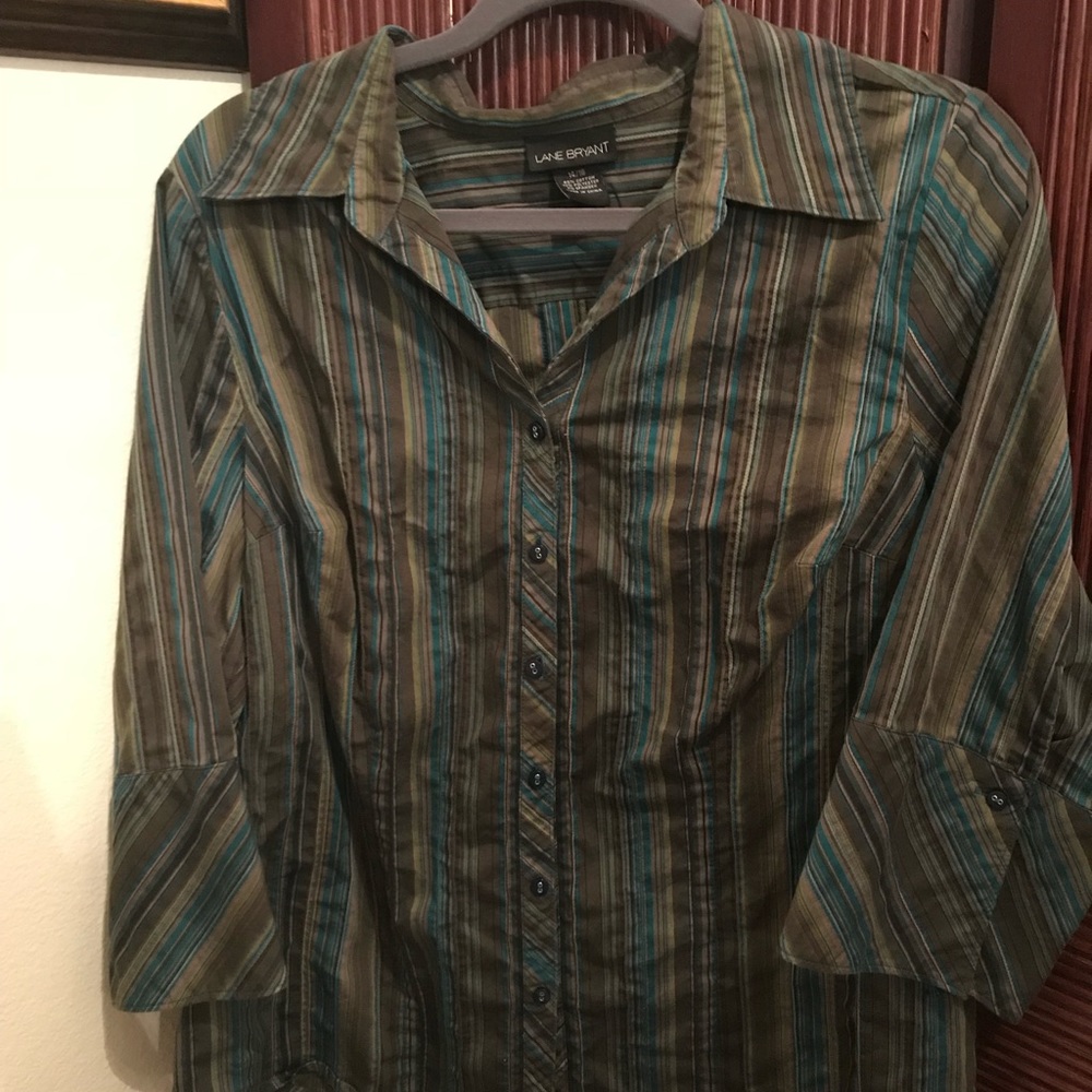 Lane Bryant button up shirt striped 14/16